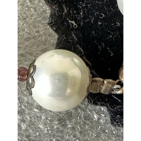 Schmid & Von Bosio Italy Purple Amethyst and Pearl Round Bead Bracelet 7.5" - Picture 6 of 10